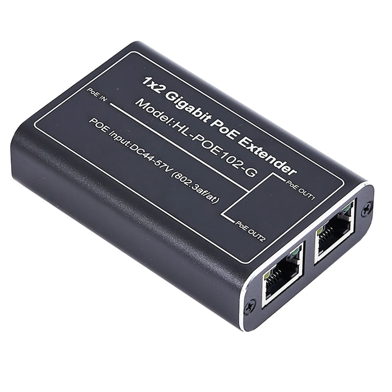 Poe+ 2 Port Gigabit POE Extender Repeater 1 IN 2 OUT 48V/30W 1000Mbps 200meter HL-POE102-G/HL-EPOE102-G