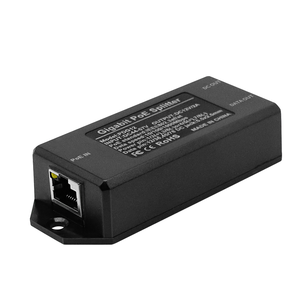 Gigabit POE Splitter 48V to 12V 2.2A IEEE 802.3af/AT Standard  HL-PG12
